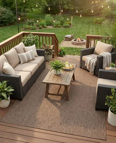 Vista 105 de Rugs.com Outdoor Solid Collection - Alfombra de pelo plano beige de 2 x 3 pulgadas, perfecta para entradas, cocinas, rincones de desayuno, piezas