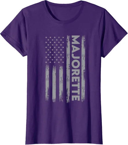 Vista 9 de Great Majorette - Camiseta de bastón giratorio con diseño de bandera de Estados Unidos, Negro, S