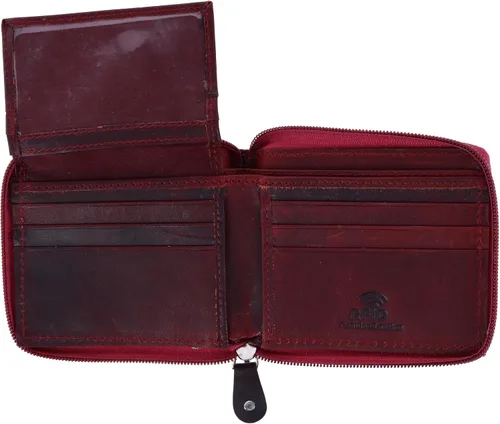 Vista 4 de CTM Cartera RFID con cremallera para hombre, Borgoña, Bifold