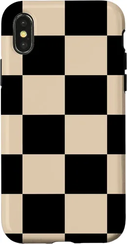 Vista 5 de Black and Beige Classic Checkered Big Checkerboard Pattern Case for iPhone 16