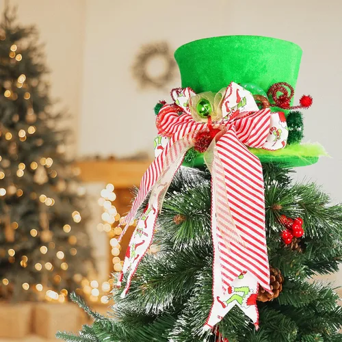 Vista 2 de PARTY KNIGHT Adorno para la Copa del Árbol de Navidad Grinch - Decoración de Árbol Hecha a Mano, Adorno para la Copa del Árbol Grinch