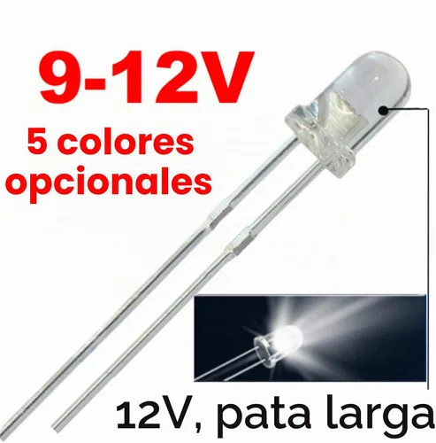 Vista 4 de 100pcs 12V 0.118 in blanco LED 9V medidor instrumento diodos emisores de luz