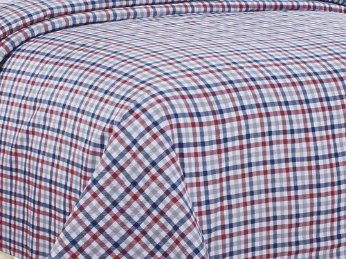 Vista 3 de Juego de sábanas estampadas de 6 piezas con fundas de almohada bordadas, cuadros de búfalo (completo)