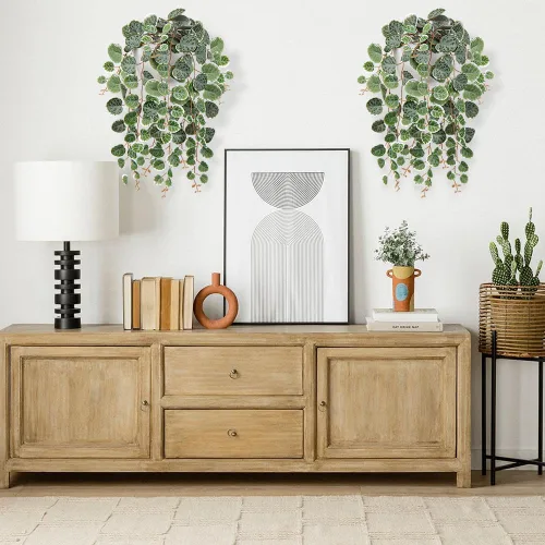 Vista 5 de Briful Plantas colgantes de imitación para interiores de 17 pulgadas, cadena artificial de corazón con semicírculo para montaje en pared, plantas