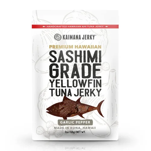 Vista 13 de Kaimana Ahi Atún Jerky, chile hawaiano, 2 onzas, capturado en la naturaleza, alto en Omega 3, totalmente natural, fabricado en los Estados Unidos