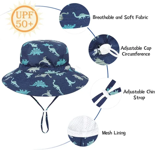 Vista 4 de Sombrero de sol para bebé, de verano, con protección solar UPF 50+, sombreros de playa, sombrero de ala ancha para bebé niña