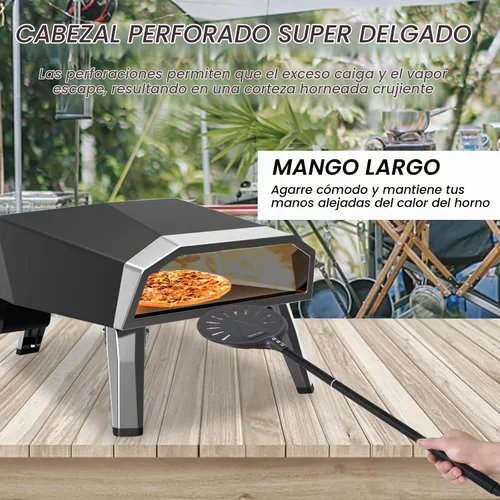 Vista 7 de Pala de Pizza Giratoria, 8 Pulgadas con Mango de 25 Pulgadas Pala de Pizza Giratoria Redonda, Espátula de Pizza Giratoria de Aluminio Anodizado