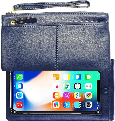 Vista 10 de Funda de cuero para teléfono con pantalla táctil, cartera de mano para mujeres y niñas