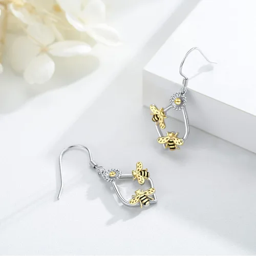 Vista 5 de Aretes colgantes para mujeres, adolescentes y niñas, aretes de plata de ley, aretes minimalistas hipoalergénicos para orejas sensibles, regalos