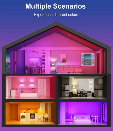 Vista 5 de luckystyle Bombillas inteligentes, 9 W, A19, E26, 800 lúmenes, WiFi, Bluetooth, bombillas LED compatibles con Alexa, Google Assistant y Home, 16