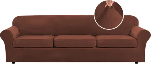 Vista 129 de H.VERSAILTEX - Funda elástica para sofá de 2 piezas, funda protectora de terciopelo, suave, con parte inferior elástica, con un ancho de hasta 49