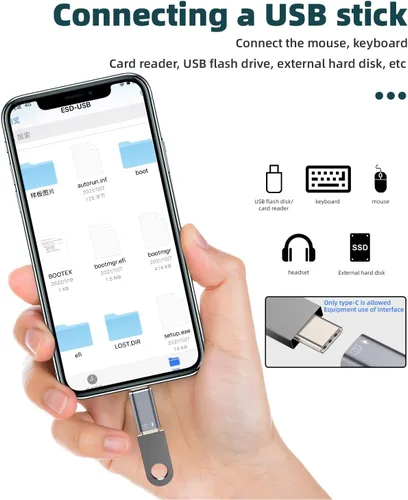 Vista 4 de Adaptador OTG para iPhone (paquete de 2) Dongle de auriculares USB C hembra a Lightning Macho, cargador convertidor de sincronización de datos