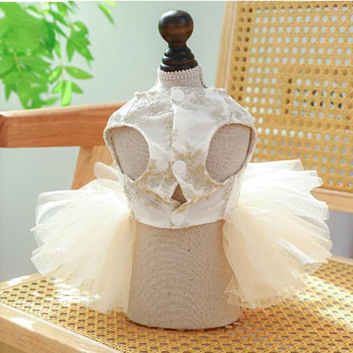 Vista 39 de ANIAC Daisy Vestidos para Perros Pequeños Hembra con Anillo para Correa, Nudo de Lazo Vestido de Boda para Cachorra, Traje de Gato de San Valentín