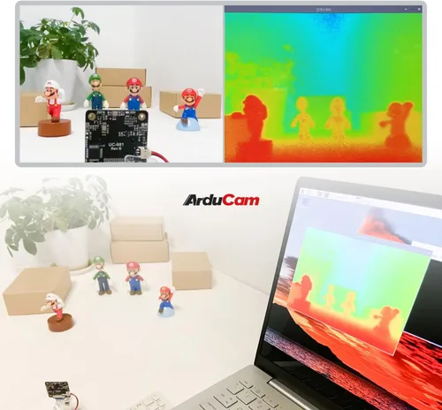 Vista 7 de Arducam Cámara ToF, módulo de cámara enrollable a color de 0.43MP con estuche para Raspberry Pi y Nvidia Jetson Board, solución de detección