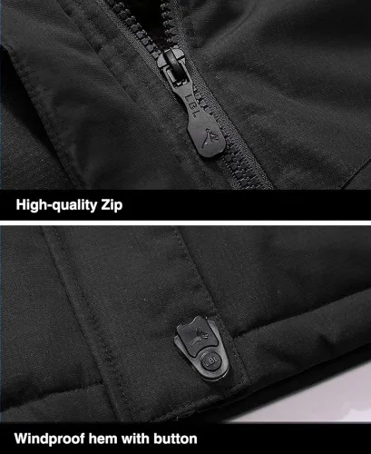 Vista 7 de MAGCOMSEN - Chaqueta de invierno para hombre impermeable abrigada con forro polar y múltiples bolsillos