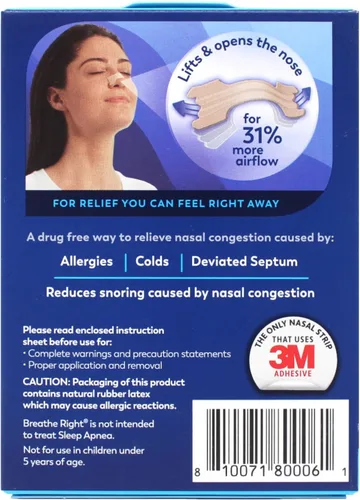 Vista 2 de Breathe Right Tiras nasales Original Tan Small/Medium 30 ea (Paquete de 4)