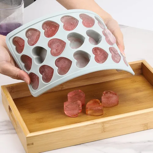Vista 5 de Bandejas para cubitos de hielo en forma de corazón con tapa, molde de chocolate, bandejas de hielo de fácil liberación, moldes de silicona