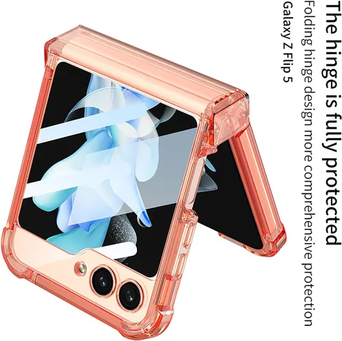 Vista 5 de Funda magnética integrada con protector de pantalla para Samsung Galaxy Z Flip 5 4, compatible con MagSafe, protección de bisagra completa, funda