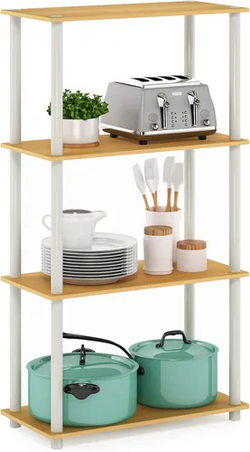 Vista 62 de Furinno Turn-N-Tube Organizador de encimera de cocina, estante organizador de encimera de esquina de 2 niveles, estante esquinero, para cocina