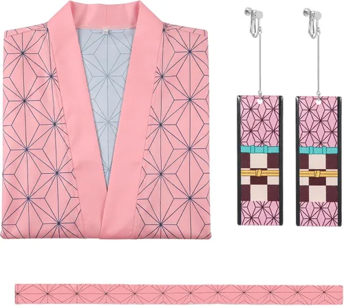 Vista 6 de Drofe Batas de anime Tanjiro, disfraz de cosplay Zenitsu Kimono