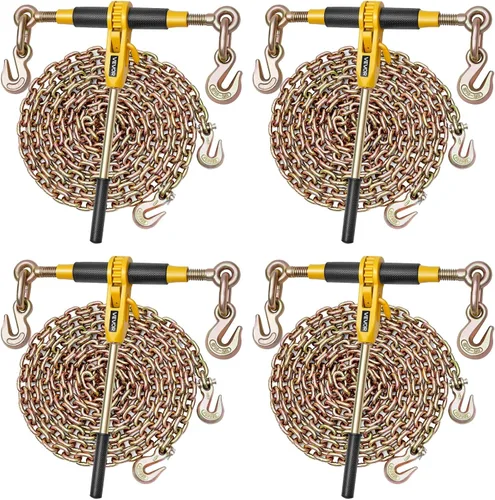 Vista 12 de VEVOR Tensor de cadena de trinquete, cadenas G80 de 5/16 pulgadas x 10 pies, carga de trabajo de 8000 libras de tensor de carga de trinquete, juego