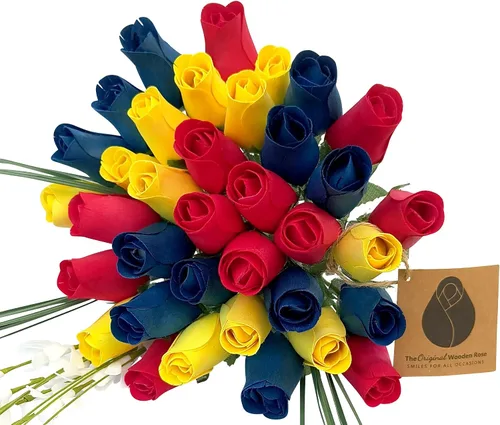 Vista 10 de Ramos originales de rosas de madera en 1, 2, o 3 docenas, Madera de abedul, 1 Docena