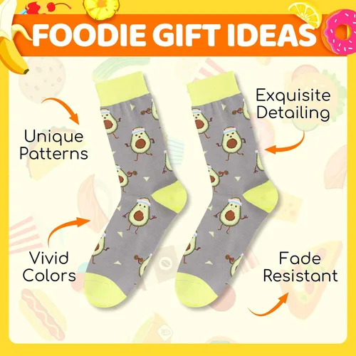 Vista 4 de Zmart Funny Gifts for Men - Pineapple Avocado Socks for Teens, Popcorn Sushi Sauce Socks