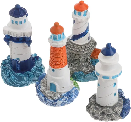 Vista 8 de ibasenice Adorno de estilo mediterráneo, 12 piezas de decoración de paisajismo en miniatura, decoración del océano, figura de playa tropical