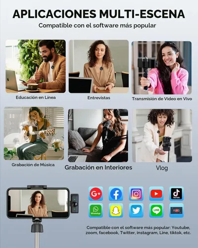 Vista 8 de Caiord - Paquete de 2 micrófonos inalámbricos de solapa para iPhone 15, Android, USB C, iPad con adaptador incluido, mini micrófono de solapa