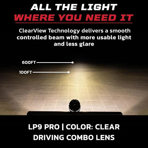 Vista 6 de Baja Designs LP9 Pro - Cápsula de luz LED para Jeeps, todoterreno 4x4, camión, UTV (lente puntual; ámbar)