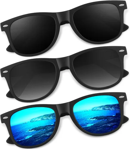 Vista 10 de CGID Gafas de sol polarizadas retro para hombres y mujeres, ligeras, negras, UV400, conducción, pesca, golf A00 Negro Gris