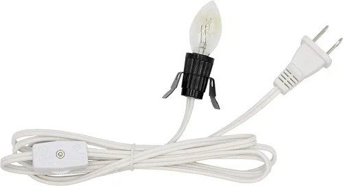Vista 7 de Creative Hobbies cable de lámpara con clip y foco de 7 W para lámparas de sal, aldeas navideñas, calabazas y más - de 1,8 m con interruptor de Marrón