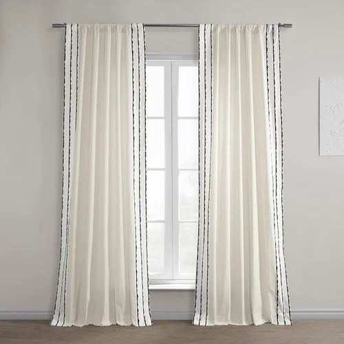 Vista 11 de HPD Half Price Drapes Cortinas de algodón sólido con bordes para dormitorio y sala de estar, 50 x 108, DTCC-SB220601-108 (1 panel) Sharkskin Black