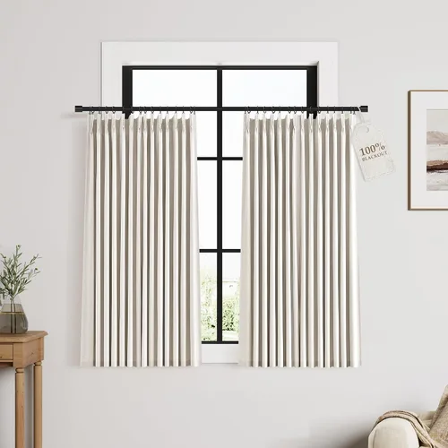 Vista 28 de Nanspring Cortinas plisadas de lino 100% opacas de 96 pulgadas de largo Natural