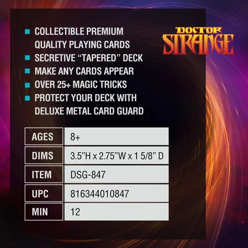 Vista 6 de Fantasma Presenta el mazo mágico de cartas coleccionables de Doctor Strange de Marvel, con funda protectora de metal para cartas mágicas.
