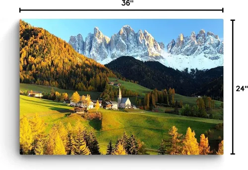 Vista 8 de Startonight Lienzo decorativo para pared, casa en montaña, paisaje de invierno, foto rural, naturaleza, enmarcado, 24 x 36 pulgadas
