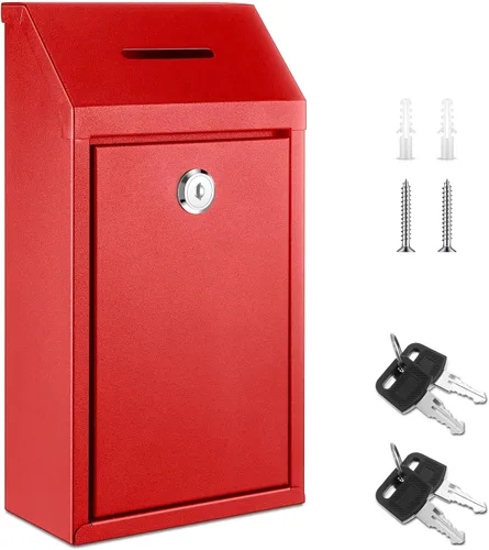 Vista 10 de Yaocom Caja de Recolectión de Donaciones de Efectivo de Metal Caja de Sugerencias Segura con Cerradura Montada en la Pared Buzón de Entrega