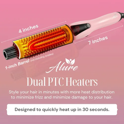 Vista 4 de Alure Cepillo Térmico para Peinar - Rizador/Alisador de Cabello Iónico 3 en 1 con Cerdas de Nailon Anti-Quemaduras, Varita Rizadora Eléctrica
