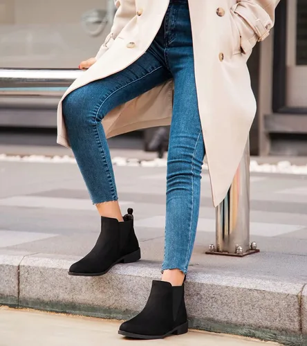 Vista 7 de MaxMuxun - Botas Chelsea de gamuza sintética de caña baja sin tacón para mujer, clásicos y cómodos