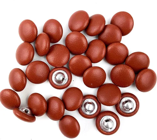 Vista 28 de Heyiwell 30 botones redondos cubiertos de cuero con vástago de metal, para vestidos de novia, camisas, vestidos, manualidades de costura (beige, mm)