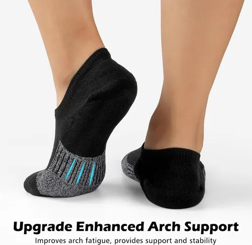 Vista 3 de Calcetines invisibles para mujer, para correr, senderismo, atléticos, antideslizantes, bajos, 5 pares