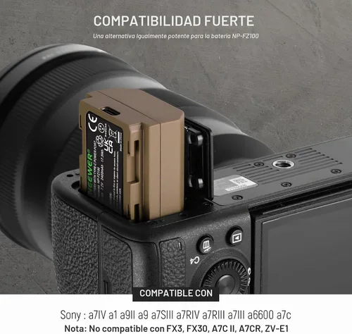 Vista 9 de NEEWER Batería de repuesto NP-FZ100 de 2400mAh compatible con Sony