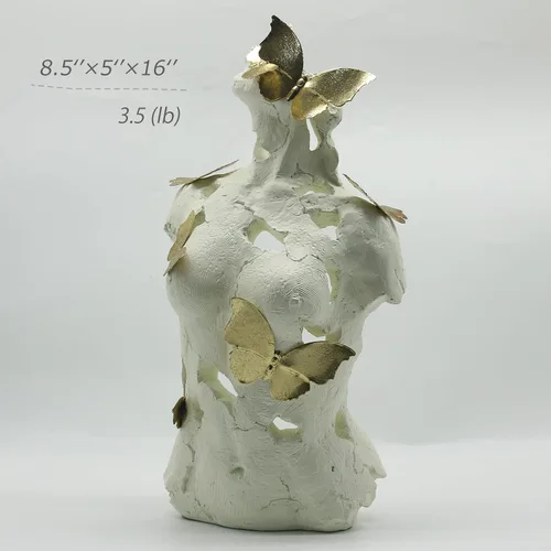 Vista 3 de Lukitas Busto femenino abstracto con escultura de mariposas, estatua de Afrodita, decoración artística de figura corporal, belleza de defectos