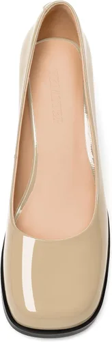 Vista 3 de Zapatos de tacón medio con puntera cuadrada para mujer, de charol y tacón medio, de 2.5 pulgadas