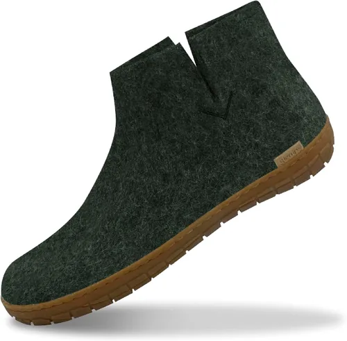 Vista 10 de Glerups Pantufla tipo bota unisex de mezcla de lana 100% de calidad con suela de goma Carbón
