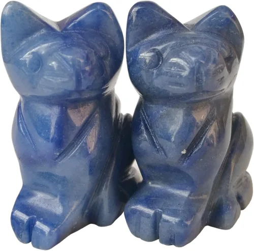 Vista 9 de 2 piezas de cristales de labradorita negra natural y piedras curativas, figuras de gato de la suerte talladas en bolsillo, coleccionables de 1.5