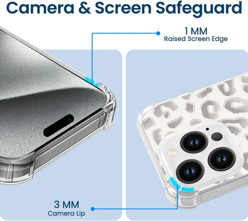 Vista 2 de Hi Space Funda compatible con iPhone 15 Pro Max con estampado de leopardo, diseño de guepardo, TPU suave y flexible, elegante, delgada, bonita