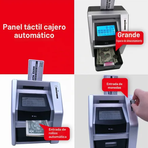 Vista 3 de Caja de ahorros de cajeros automáticos de juguete para niños con pantalla