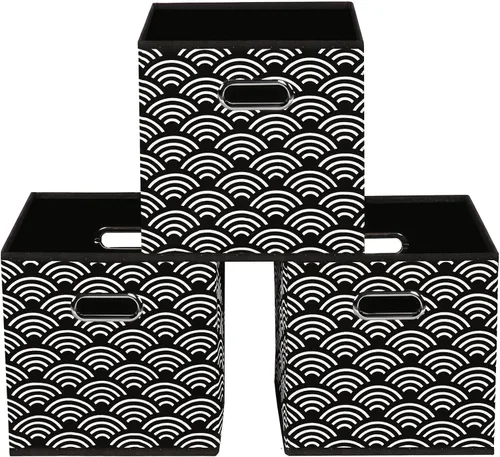 Vista 57 de Yunkeeeper - Contenedores de almacenamiento, cubos organizadores de tela con asa, cubos plegables para almacenamiento de tela o accesorios, 11 x 11