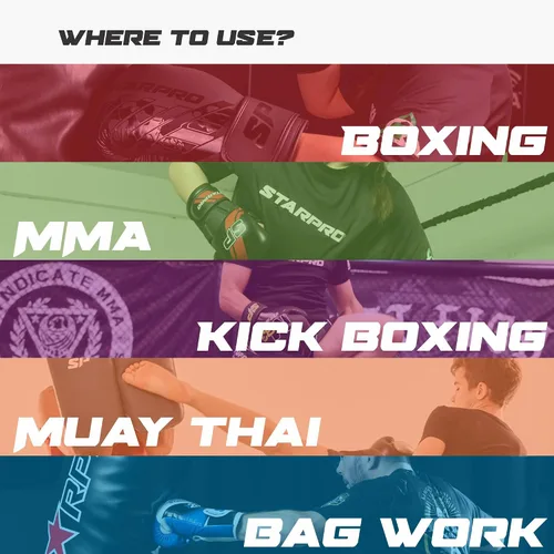 Vista 5 de Starpro Guantes de boxeo con soporte y protección inigualables para la muñeca, entrenamiento, muay thai, hombres y mujeres, varios colores y tamaños